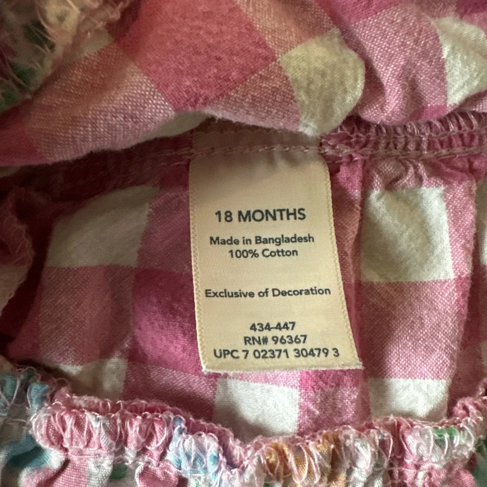 Vintage Oshkosh B'gosh‎ Vestbak Denim Overall Dress -18M Multicolor Pink